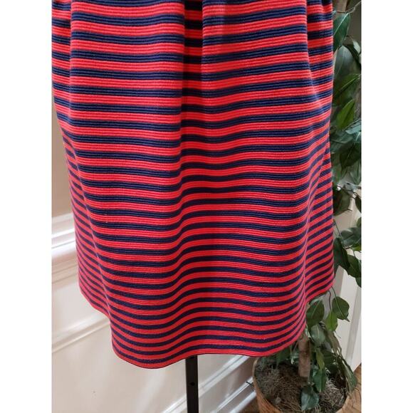 J. Crew Women's Red & Blue Polyester Scoop Neck Short Sleeve Knee Length Dress 4 - Picture 4 of 11